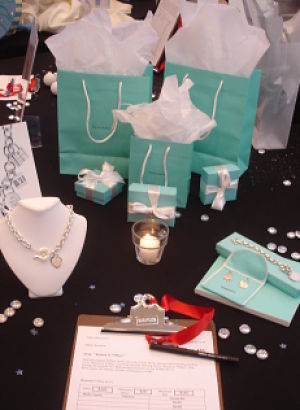 silent auction table display Tiffany