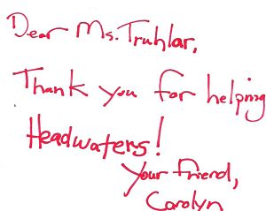 Headwaters Foundation 2012 thank you letter back