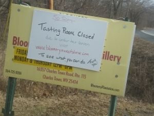 Bloomery Plantation closed sign