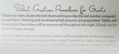 silent auction rules 
